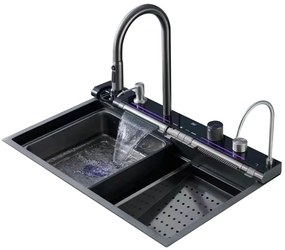 Multifunkčný inteligentný drez BestBerg BBSS-30B / 75 x 45 x 22 cm / Nerezová oceľ / čierna