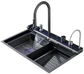 Multifunkčný inteligentný drez BestBerg BBSS-30B / 75 x 45 x 22 cm / Nerezová oceľ / čierna
