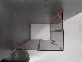 Mexen Velar Duo, sprchový kút s posuvnými dverami 90 x 80 cm, 8mm šedé sklo, ružové zlato, 871-090-080-42-60