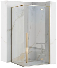 Rea Fargo Gold, sprchový kút s 1-krídlovými dverami 100 (dvere) x 80 (stena) x 195 cm, 6mm číre sklo, zlatý profil, REA-K4907