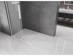 Mexen Velar L, posuvná sprchová zástena Walk-in 100 x 200 cm, 8mm sklo námraza, biela matná, 871-100-003-33-20