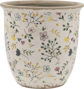 Béžový antik keramický obal kvetináč s kvetmi Cavaillon L - Ø 17*16 cm