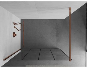 Mexen Kioto, sprchová zástena 140x200 cm, 8mm číre sklo s čiernym vzorom, profil ružové zlato, 800-140-101-60-77