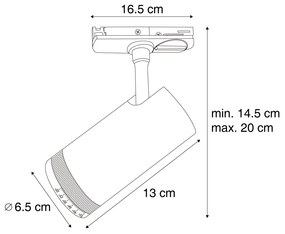 Moderný reflektor biely pre koľajnicový osvetľovací systém 1-fázový vrátane LED otočného a naklápacieho - Iconic Zoom