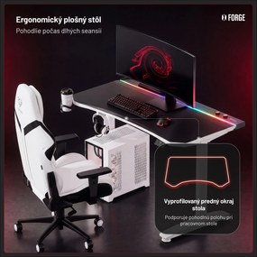 Elektrický herný stôl RGB s držiakmi, čierno-biely, 120 cm: Diablo X-Forge 1200