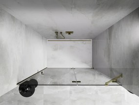 Mexen, Mexen Lunar pravé otočné sprchové dvere 130 cm, transparentné, zlaté - 834-130-000-50-00-P