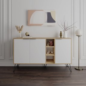 Komoda Houseland CLARA 142 cm dub prírodný/biela