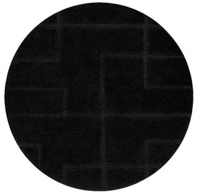 Kúpeľňový koberček SUPREME LINES línie, čierny kruh