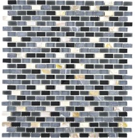 Sklenená mozaika Crystal s prírodným kameňom XCM B13S 31x28,5 cm čierna