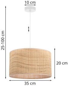 Závesné svietidlo Rattan, 1x ratanové tienidlo, (fi 35cm), w