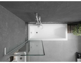 Mexen Next L, 1-krídlová vaňová zástena 60 x 150 cm, 6mm číre sklo-čierny vzor, biely profil, 895-060-000-03-70-20