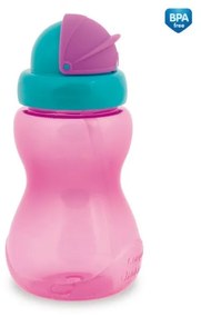 Canpol Babies Športová fľaša so slamkou, ružová 270ml