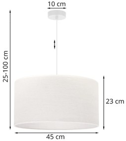 Závesné svietidlo Juta, 1x biele jutové tienidlo, (fi 45cm), w