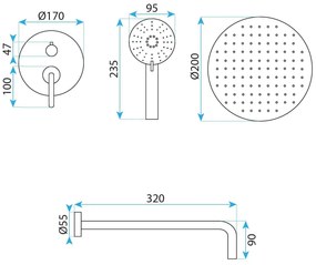 Rea Ontario, podomietková sprchová súprava s I-Box montážnym systémom, grafitová, REA-P5504