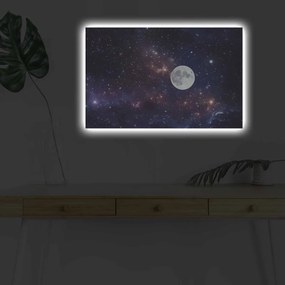 Obraz s LED osvetlením FAREBNÉ NEBA S MESIACOM 45 x 70 cm