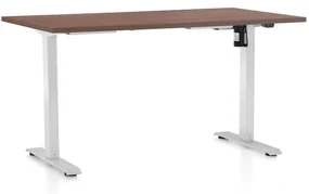 Výškovo nastaviteľný stôl OfficeTech A, 120 x 80 cm, biela podnož, orech