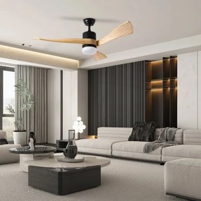 ZEVENTI - LED Stropný ventilátor NATURITO LED/18W/230V Wi-Fi Tuya čierny/dub + diaľkové ovládanie