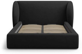 Čalúnená posteľ milany s úložným priestorom 200 x 200 cm zamat čierna MUZZA