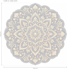 Kráľovská zlatomodrá mandala tmavomodrá textilná prelepiteľná nálepka na stenu hárok 46 x 45 cm