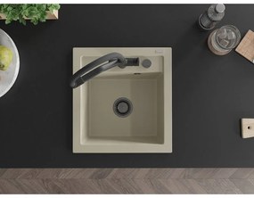 Mexen Vito, 1-komorový granitový drez 520x490x210 mm, drezová batéria Duo, béžová, 6503-69-671701-70-B
