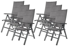 Livarno home Hliníkové kreslo Toronto s vysokým operadlom, antracitové, 6 kusov  (800008985)