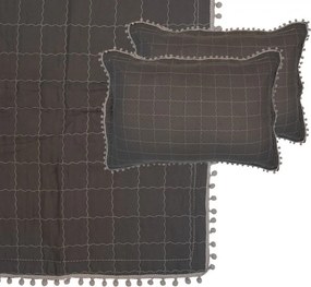 Sivá prikrývka na posteľ a 2x obliečka na vankúš Bulb - 230*250 cm / 50*70 cm
