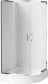Deante Funkia, štvrťkruhový sprchový kút s posuvnými dverami 90x90 cm, výška 185cm, 5mm číre sklo, chrómový profil, KYP_051K