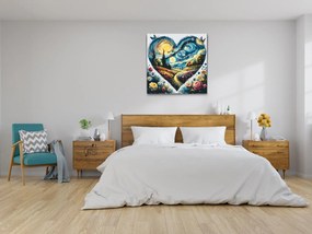 Gario Maľovanie podľa čísel Vincent Van Gogh Hviezdna noc v srdci Rozmery: 50 x 50 cm, Rámovanie: Iba zrolované plátno