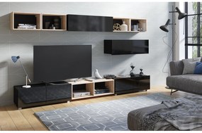 Obývacia stena Calabria C26 BLACK (čierna + dub artisan) (bez osvetlenia). Akcia -20%. Vlastná spoľahlivá doprava až k Vám domov. 1051563