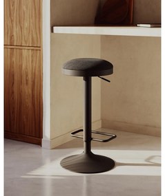 Čierne čalúnené barové stoličky v súprave s nastaviteľnou výškou 2 ks (výška sedadla 53,5 cm) Zaib – Kave Home