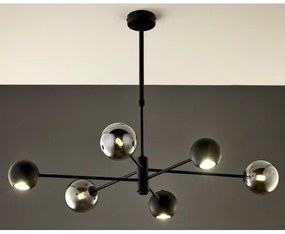 Jupiter 1974 - Luster na tyči MOKA 3xGU10/10W/230V + 3xG9/10W/230V čierna/chróm