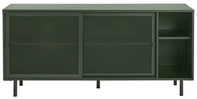 Tmavozelená kovová nízka komoda s posuvnými dverami 160x75 cm Veep – Unique Furniture