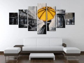 Gario Ručne maľovaný obraz Žltý bozk v daždi - 7 dielny Rozmery: 210 x 100 cm