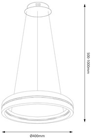 Závesné LED svietidlo Gravity, 1x LED 36w, 4000k, b
