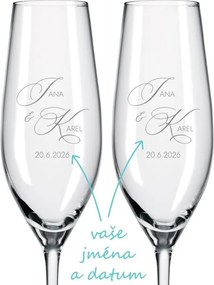 Svadobné poháre na sekt Monogram lásky 2 ks