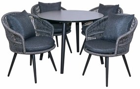 Luxusná stolová súprava CONCORD SMALL z umelého ratanu tmavo-šedá
