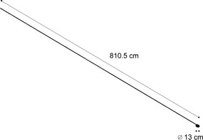 Moderný koľajnicový systém osvetlenia, čierny, 1-fázový, 800 cm, s okrúhlym zdrojom napájania - Magnetic
