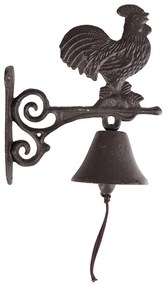 Hnedý liatinový zvonček s kohútom - 10*19*27 cm