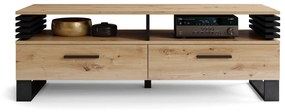 GOKEE RTV-145 Dub Artisan/ Čierna matná - MODERNÁ SKRIŇA POD TELEVÍZOR S LAMELAMI