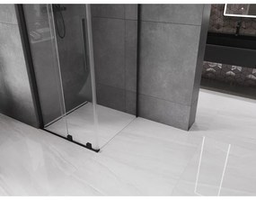 Mexen Velar, sprchový kút s posuvnými dverami 110(dvere) x 110(stena) cm, 8mm číre sklo, čierna matná, 871-110-110-01-70