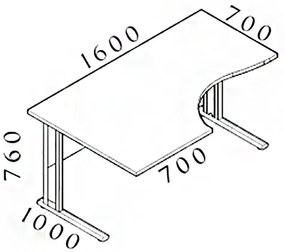 Ergonomický stôl Visio 160 x 100 cm, ľavý, orech