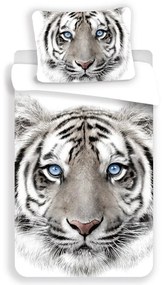 Jerry Fabrics Obliečky Biely tiger - Biela / šedá | 140 x 200 cm / 70 x 90 cm