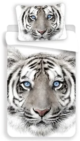 Jerry Fabrics Obliečky Biely tiger - Biela / šedá | 140 x 200 cm / 70 x 90 cm