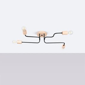 Sollux SL.1669 - Prisadený luster TIMBO 4xE27/15W/230V čierna/béžová/buk