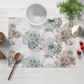 Biante Dekoračné prestieranie na stôl PML-052 Tyrkysové kvety s orientálnymi kruhmi 30x40 cm