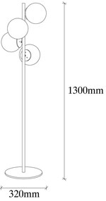 Stojacia lampa v čierno-zlatej farbe so skleneným tienidlom (výška 130 cm) Faze – Opviq lights