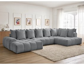 Tmavosivá ženilková rozkladacia/s úložným priestorom rohová pohovka (pravý roh/do tvaru "U") Everest – Bobochic Paris