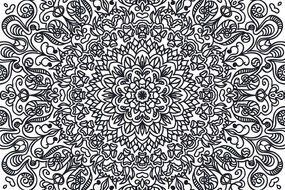 Tapeta ornament s motívom kvetov v čiernobielom - 450x300