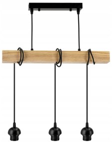 BERGE LED závesné stropné svietidlo, drevený trám, 3xE27, Luster, guľa, bezfarebný