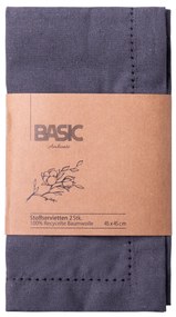 Oceľové sivé bavlnené obrúsky 45 x 45 cm 2 ks – Basic Ambiente - 596402